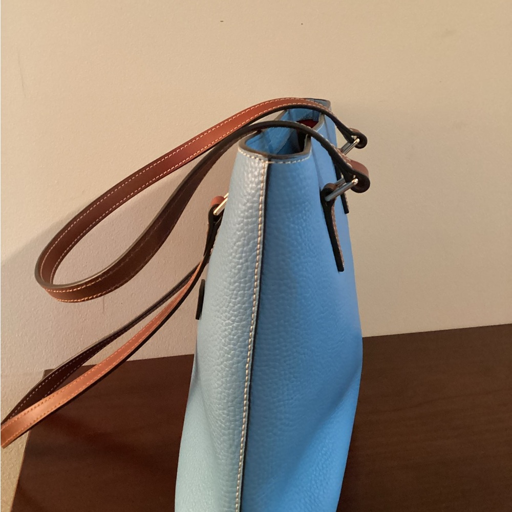 Dooney & Bourke Blue Pebbled Leather Satchel Handbag w Dust Bag - Picture 6 of 9
